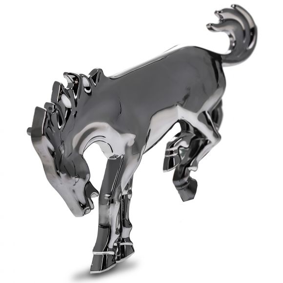 Chrome Bucking Bronco Emblem | Stud Mount | 4.5 x 3